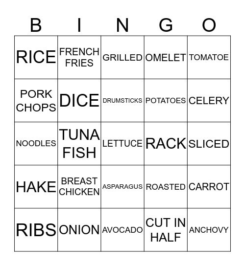 FOOD BINGO Card