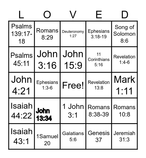 Tour of Tables Bingo Card