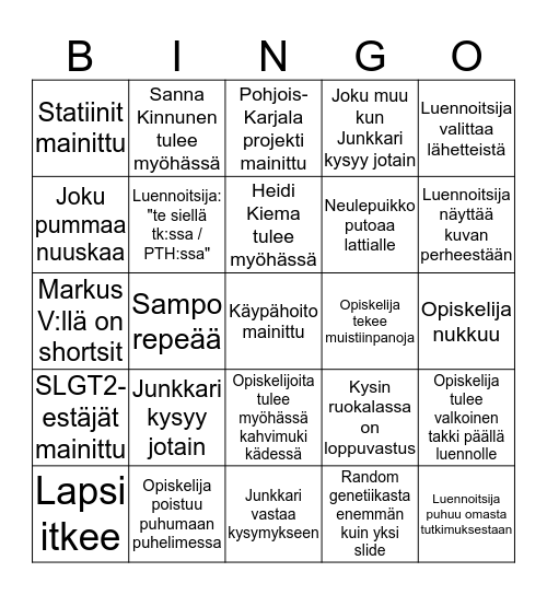 Seminaaribingo Card