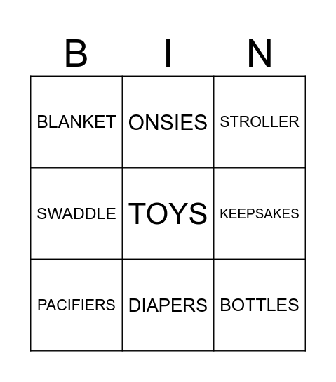BABY BINGO Card