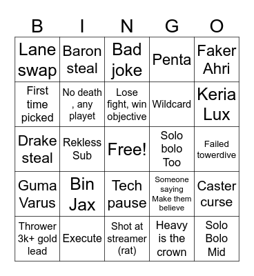 Worlds 2024 Bingo Card