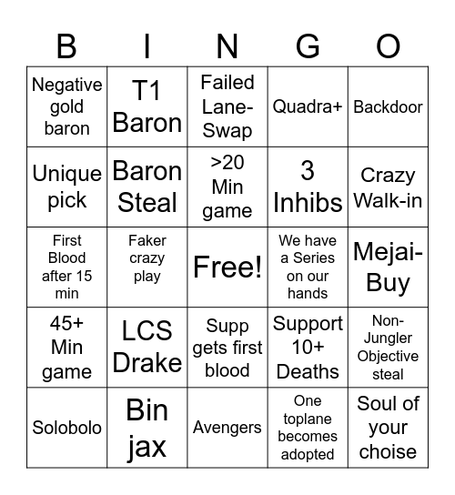 T1-BLG Bingo Card