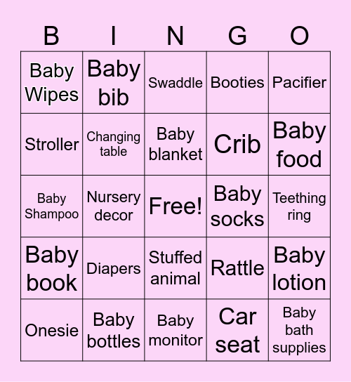 Baby Shower Bingo Card