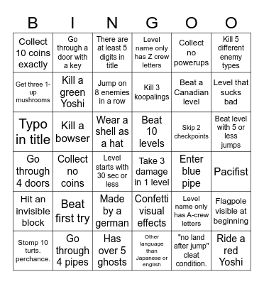 Dougdoug Mario expert bingo 2.0 Bingo Card