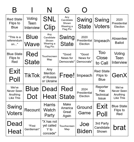 Election Night Bingo Card