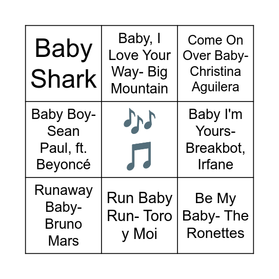 Baby Shower Bingo Card