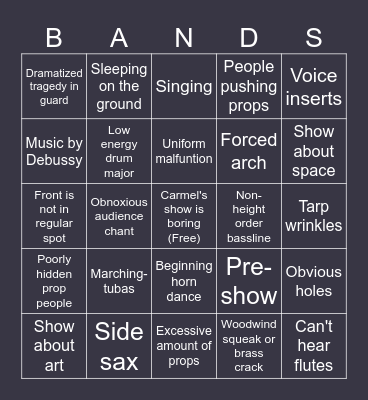 BOA Bingo Card