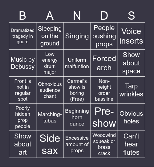 BOA Bingo Card