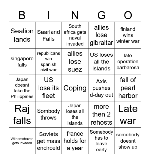 SPT Bingo Card