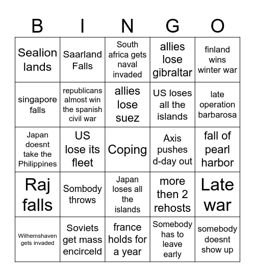 SPT Bingo Card