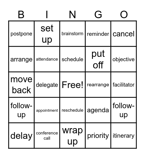 Unit 1 Conference call M.6 Bingo Card