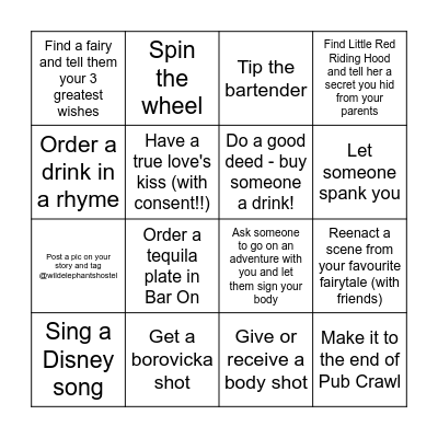 Fairytale BINGO Card