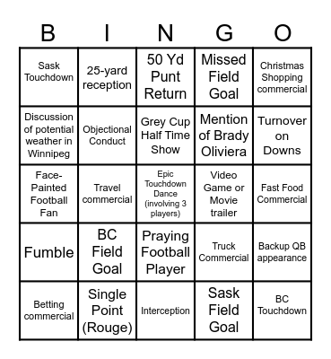 Earldome Draft 2025 Bingo Card