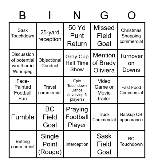 Earldome Draft 2025 Bingo Card