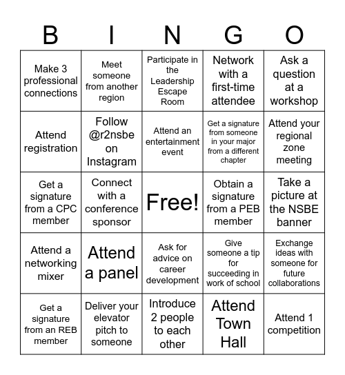 Region II FRC Bingo Card