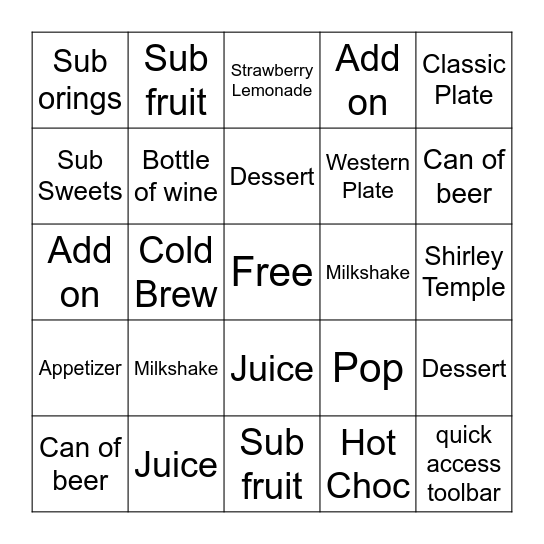 Microsoft Word  Bingo Card