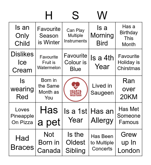 HSW ICEBREAKER BINGO Card