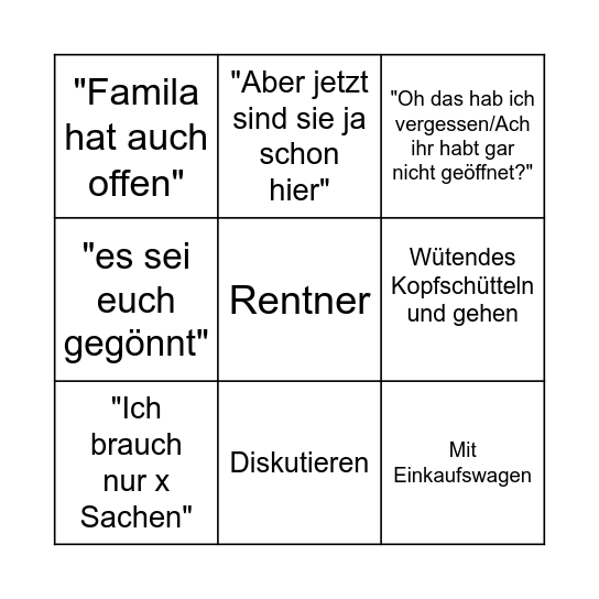 Kunden Bingo Card