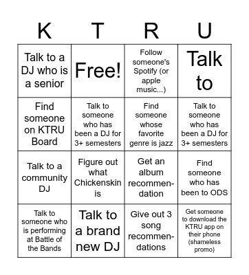 KTRU Bingo Card
