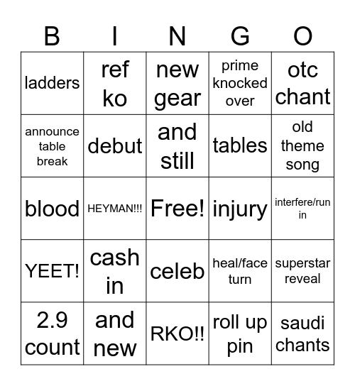 crown jewel Bingo Card