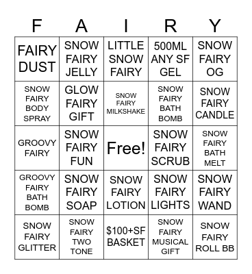 SNOW FAIRY BINGO Card