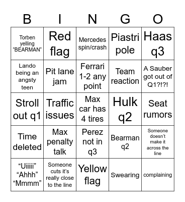 Quali brazil 24 Bingo Card
