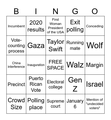Election Night Bingo! Bingo Card