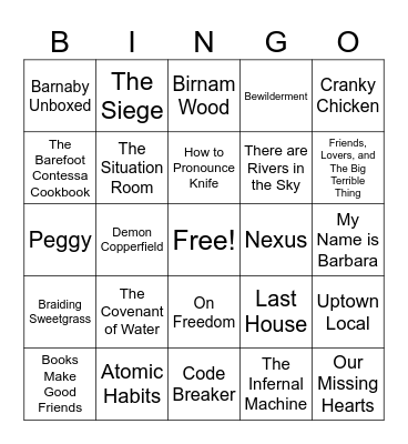 Indigo Bingo! Bingo Card