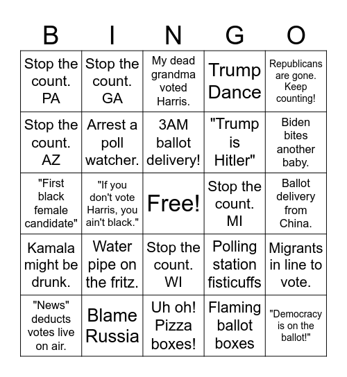 2024 Election Bingo Card