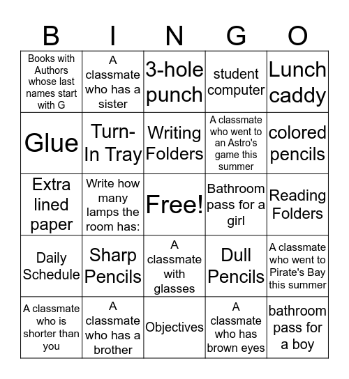 Getting to Know.... Bingo Card