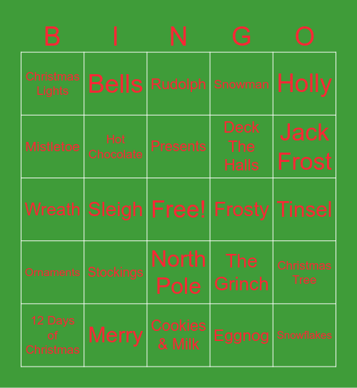 Christmas McBingo Card