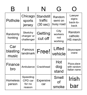 Realistic Chicago Bingo Card