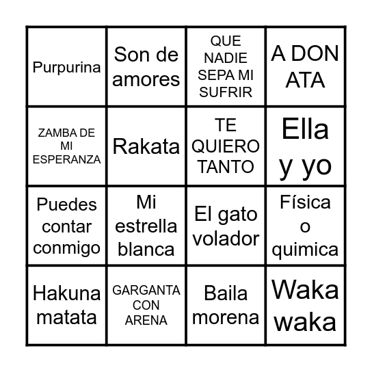 BINGO MUSICAL Bingo Card