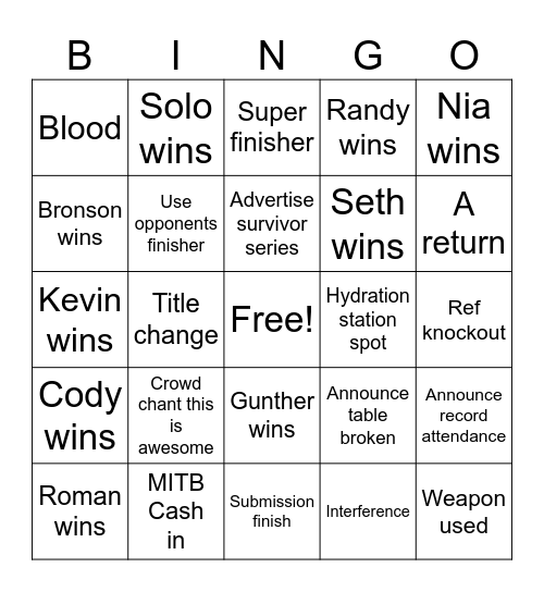 Crown Jewel Bingo Card