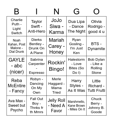 Bingo XO24a Bingo Card