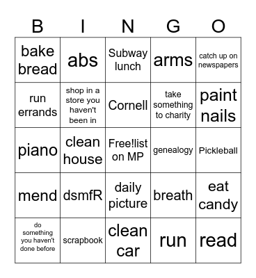 November Bingo Card