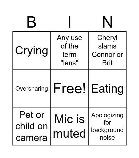 Meeting Bingo Card