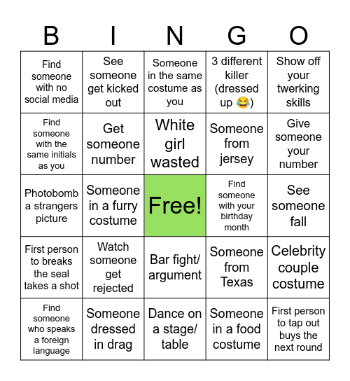 What’s New Scooby Doo Bar Crawl Bingo Card