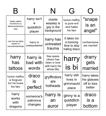 drarry bingo Card
