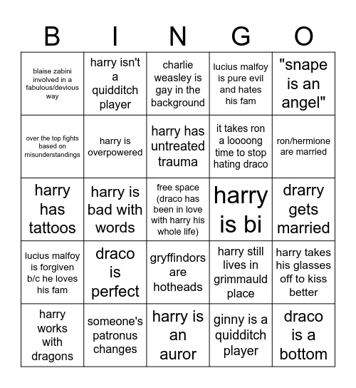 drarry bingo Card