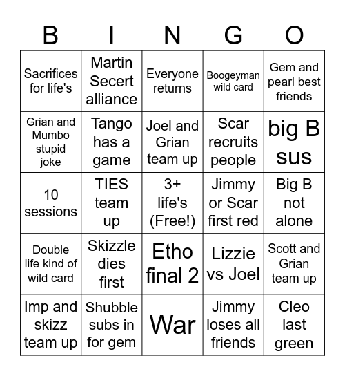 Wild Life BINGO Card