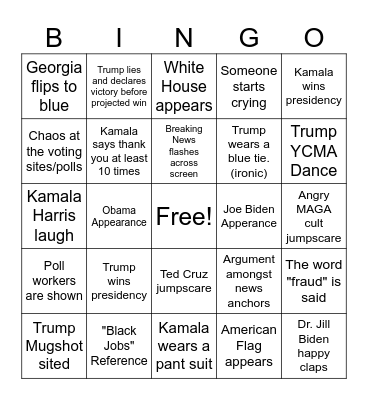 Election Night 2024 Bingo Card