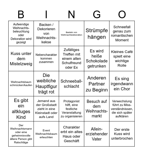 Weihnachtsfilme Bingo Card