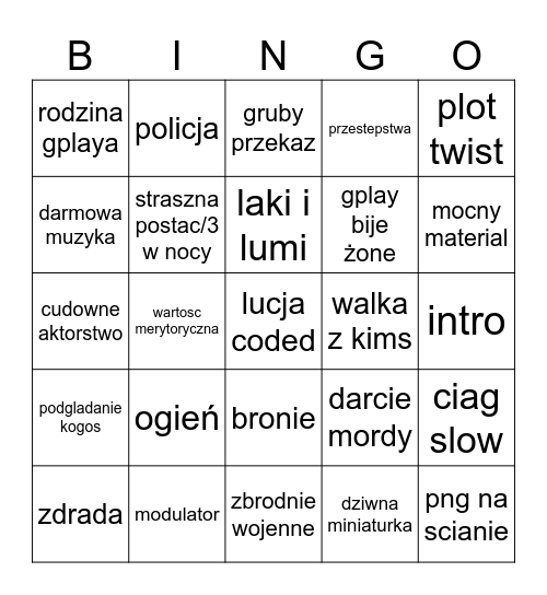 gplay bingo Card
