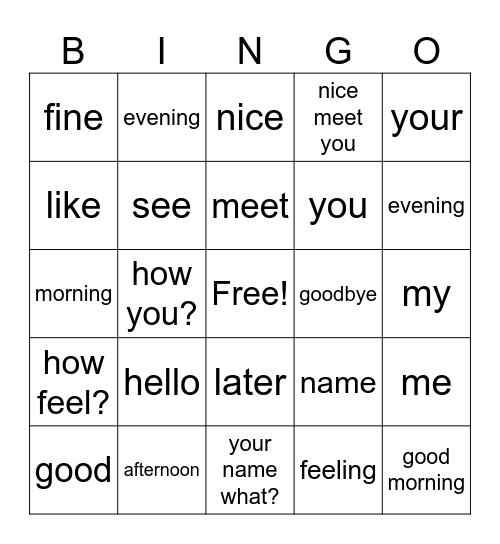 Meet & Greet Bingo Card