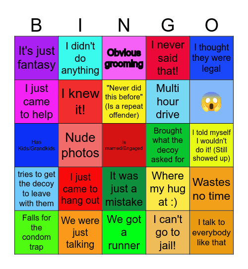 To catch a predator bingo Card