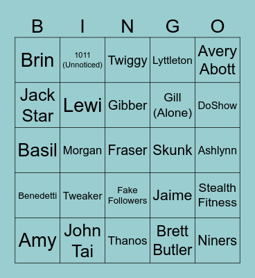 Brock Bingo Card