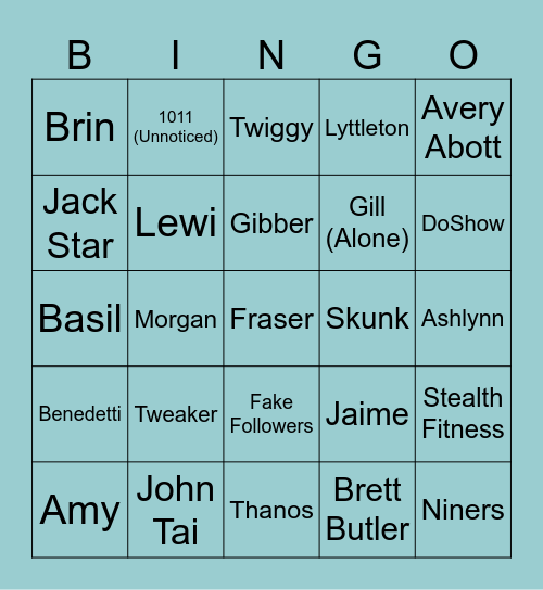 Brock Bingo Card