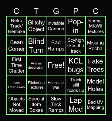 Old CTGP Bingo Card
