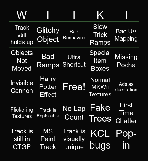 Old CTGP Bingo Card